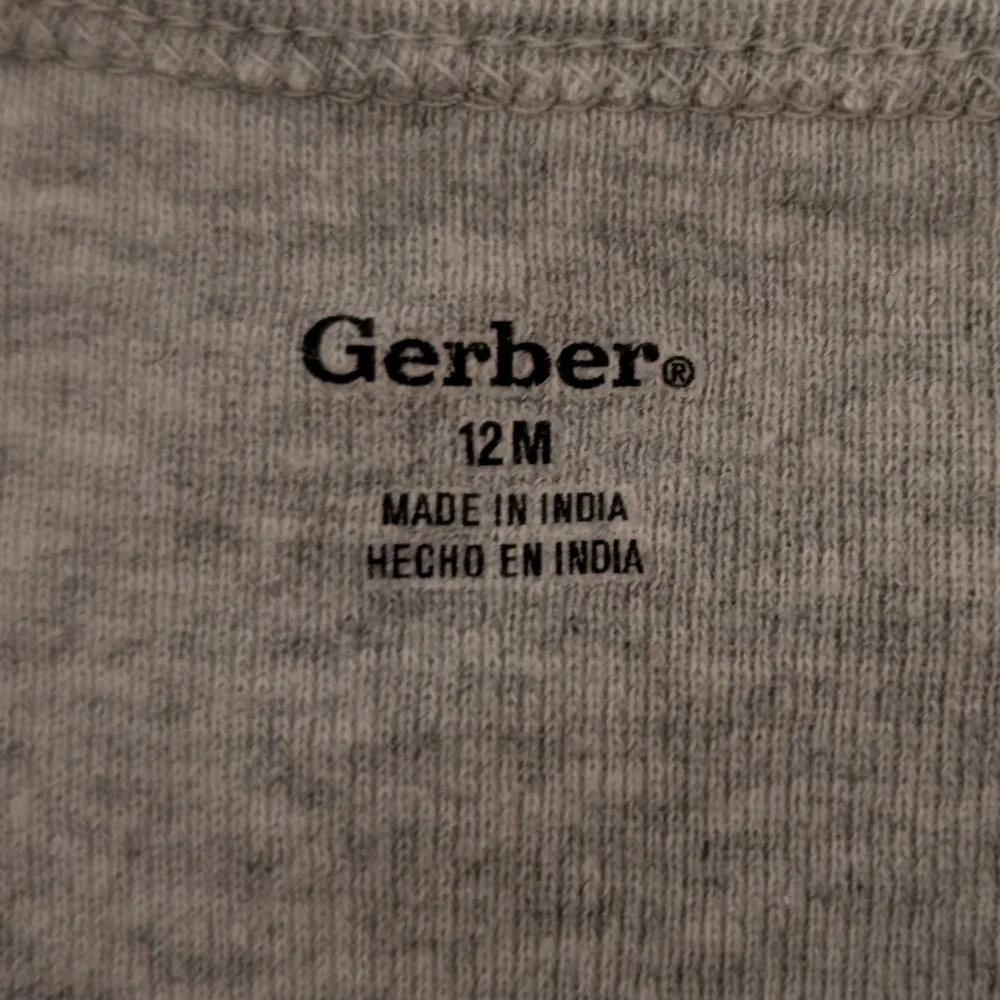 Gerber Soft Gray Baby Long Sleeve Onesie And Pants 12 Month